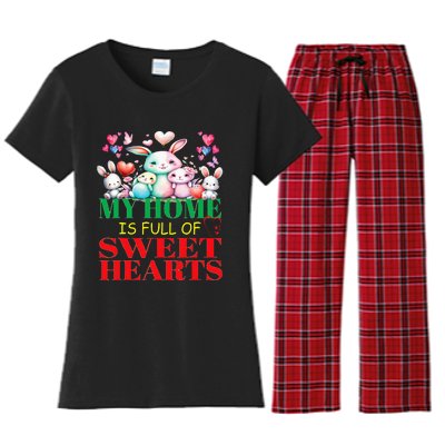 Cute Lovely My Home Is Full Of Sweet Hearts Valentines Day Women's Flannel Pajama Set