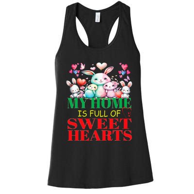 Cute Lovely My Home Is Full Of Sweet Hearts Valentines Day Women's Racerback Tank