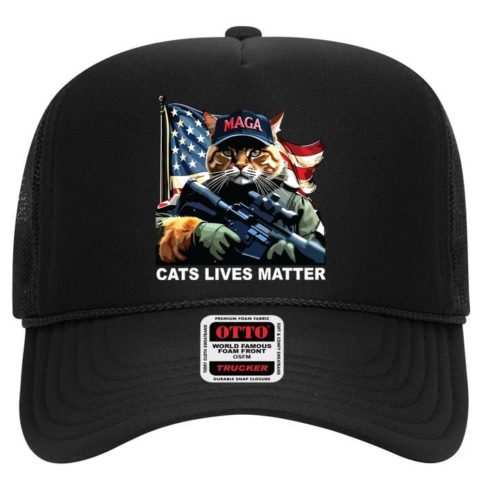 Cats Lives Matter High Crown Mesh Back Trucker Hat