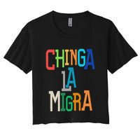 Chinga La Migra Bold Political Matching Women's Crop Top Tee
