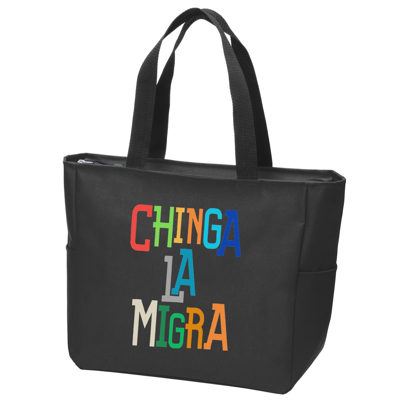 Chinga La Migra Bold Political Matching Zip Tote Bag