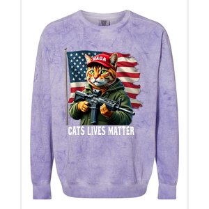 Cats Lives Matter Funny Trump 2024 Cat Maga Voting Trump Colorblast Crewneck Sweatshirt