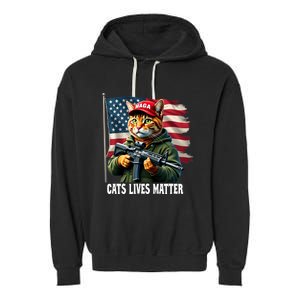 Cats Lives Matter Funny Trump 2024 Cat Maga Voting Trump Garment-Dyed Fleece Hoodie