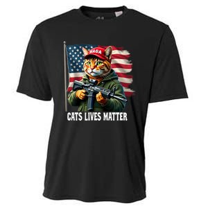 Cats Lives Matter Funny Trump 2024 Cat Maga Voting Trump Cooling Performance Crew T-Shirt