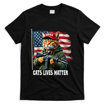 Cats Lives Matter Funny Trump 2024 Cat Maga Voting Trump T-Shirt