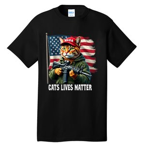 Cats Lives Matter Funny Trump 2024 Cat Maga Voting Trump Tall T-Shirt