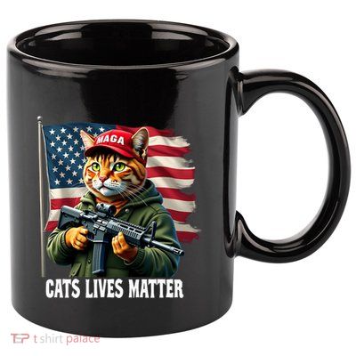 Cats Lives Matter Funny Trump 2024 Cat Maga Voting Trump 11oz C Handle Ceramic Mug