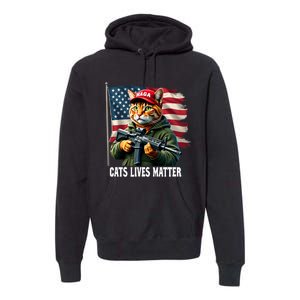 Cats Lives Matter Funny Trump 2024 Cat Maga Voting Trump Premium Hoodie