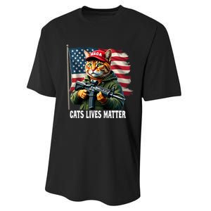 Cats Lives Matter Funny Trump 2024 Cat Maga Voting Trump Performance Sprint T-Shirt