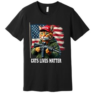 Cats Lives Matter Funny Trump 2024 Cat Maga Voting Trump Premium T-Shirt