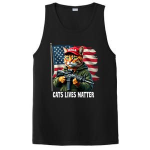 Cats Lives Matter Funny Trump 2024 Cat Maga Voting Trump PosiCharge Competitor Tank