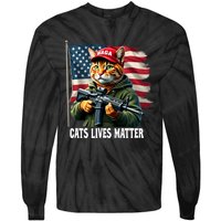 Cats Lives Matter Funny Trump 2024 Cat Maga Voting Trump Tie-Dye Long Sleeve Shirt