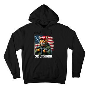 Cats Lives Matter Funny Trump 2024 Cat Maga Voting Trump Tall Hoodie