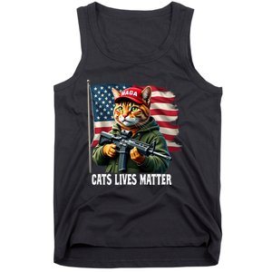 Cats Lives Matter Funny Trump 2024 Cat Maga Voting Trump Tank Top