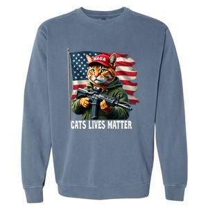 Cats Lives Matter Funny Trump 2024 Cat Maga Voting Trump Garment-Dyed Sweatshirt