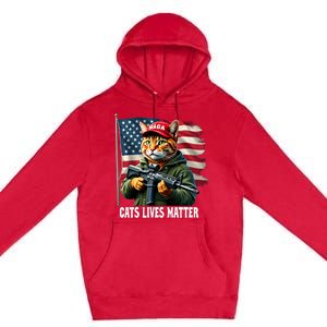 Cats Lives Matter Funny Trump 2024 Cat Maga Voting Trump Premium Pullover Hoodie