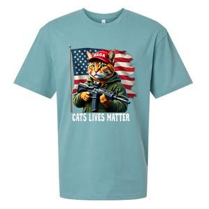 Cats Lives Matter Funny Trump 2024 Cat Maga Voting Trump Sueded Cloud Jersey T-Shirt