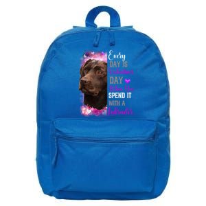 Chocolate Labrador Mom Funny Valentines Day Dog Lovers Brown Gift 16 in Basic Backpack