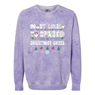 Christmas Lights Most Likely To Spread Christmas Cheer Gift Colorblast Crewneck Sweatshirt