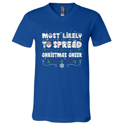 Christmas Lights Most Likely To Spread Christmas Cheer Gift V-Neck T-Shirt