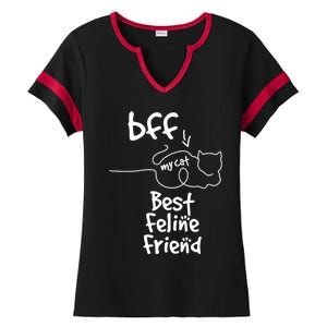 Cat Lover My Bff Best Feline Friend Is A Cat Kitty Cute Gift Ladies Halftime Notch Neck Tee