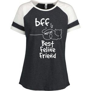 Cat Lover My Bff Best Feline Friend Is A Cat Kitty Cute Gift Enza Ladies Jersey Colorblock Tee