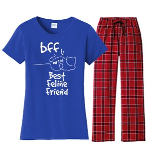 Cat Lover My Bff Best Feline Friend Is A Cat Kitty Cute Gift Women's Flannel Pajama Set