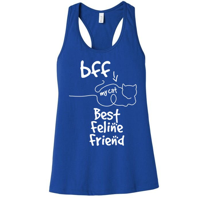 Cat Lover My Bff Best Feline Friend Is A Cat Kitty Cute Gift Women's Racerback Tank