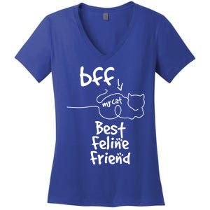 Cat Lover My Bff Best Feline Friend Is A Cat Kitty Cute Gift Women's V-Neck T-Shirt