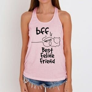 Cat Lover My Bff Best Feline Friend Is A Cat Kitty Cute Gift Women's Knotted Racerback Tank