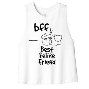 Cat Lover My Bff Best Feline Friend Is A Cat Kitty Cute Gift Women's Racerback Cropped Tank