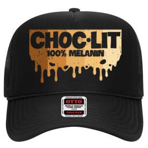 Choc Lit Melanin Queen African Afro Pride Black Historty High Crown Mesh Back Trucker Hat