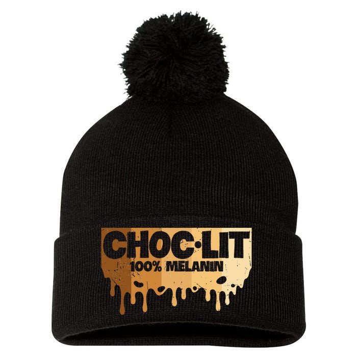 Choc Lit Melanin Queen African Afro Pride Black Historty Pom Pom 12in Knit Beanie