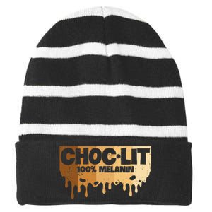 Choc Lit Melanin Queen African Afro Pride Black Historty Striped Beanie with Solid Band