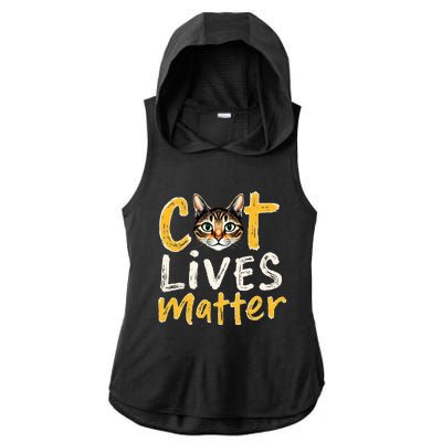 Cat Lives Matter Ladies PosiCharge Tri-Blend Wicking Draft Hoodie Tank