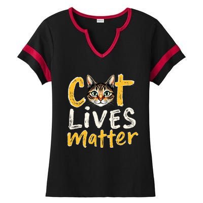 Cat Lives Matter Ladies Halftime Notch Neck Tee