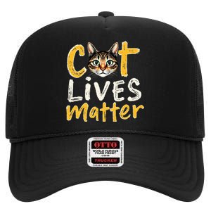 Cat Lives Matter High Crown Mesh Back Trucker Hat