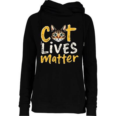 Cat Lives Matter Womens Funnel Neck Pullover Hood