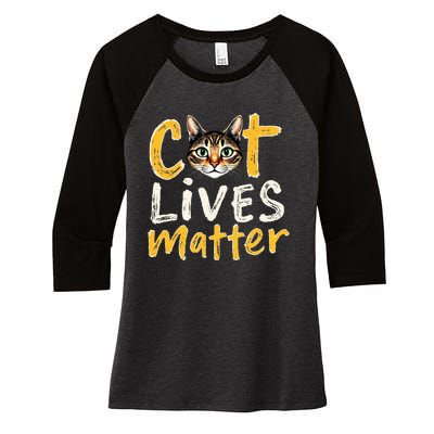 Cat Lives Matter Women's Tri-Blend 3/4-Sleeve Raglan Shirt