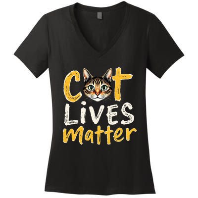 Cat Lives Matter Women's V-Neck T-Shirt