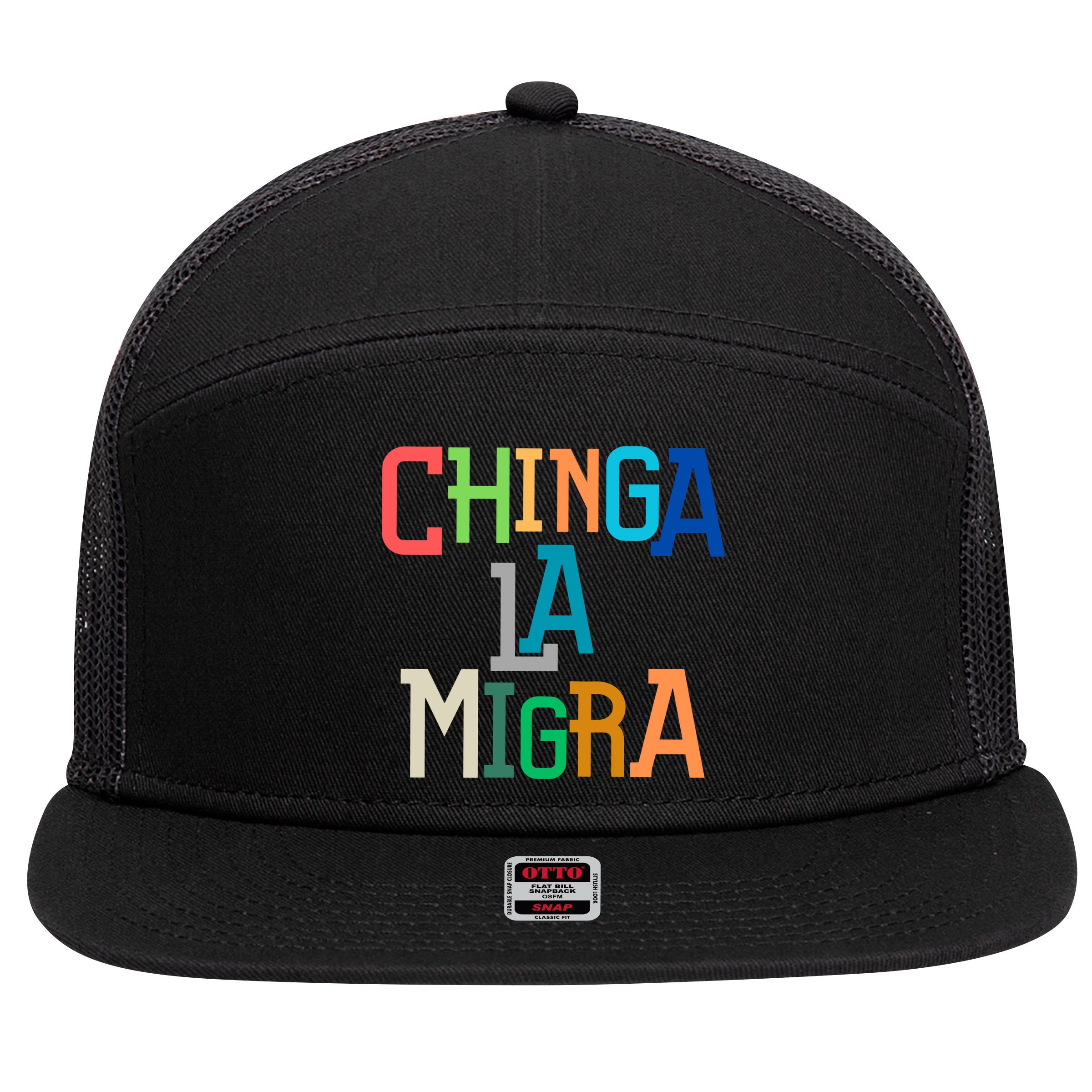 Chinga La Migra Ice Maga Republican Fascism 7 Panel Mesh Trucker Snapback Hat