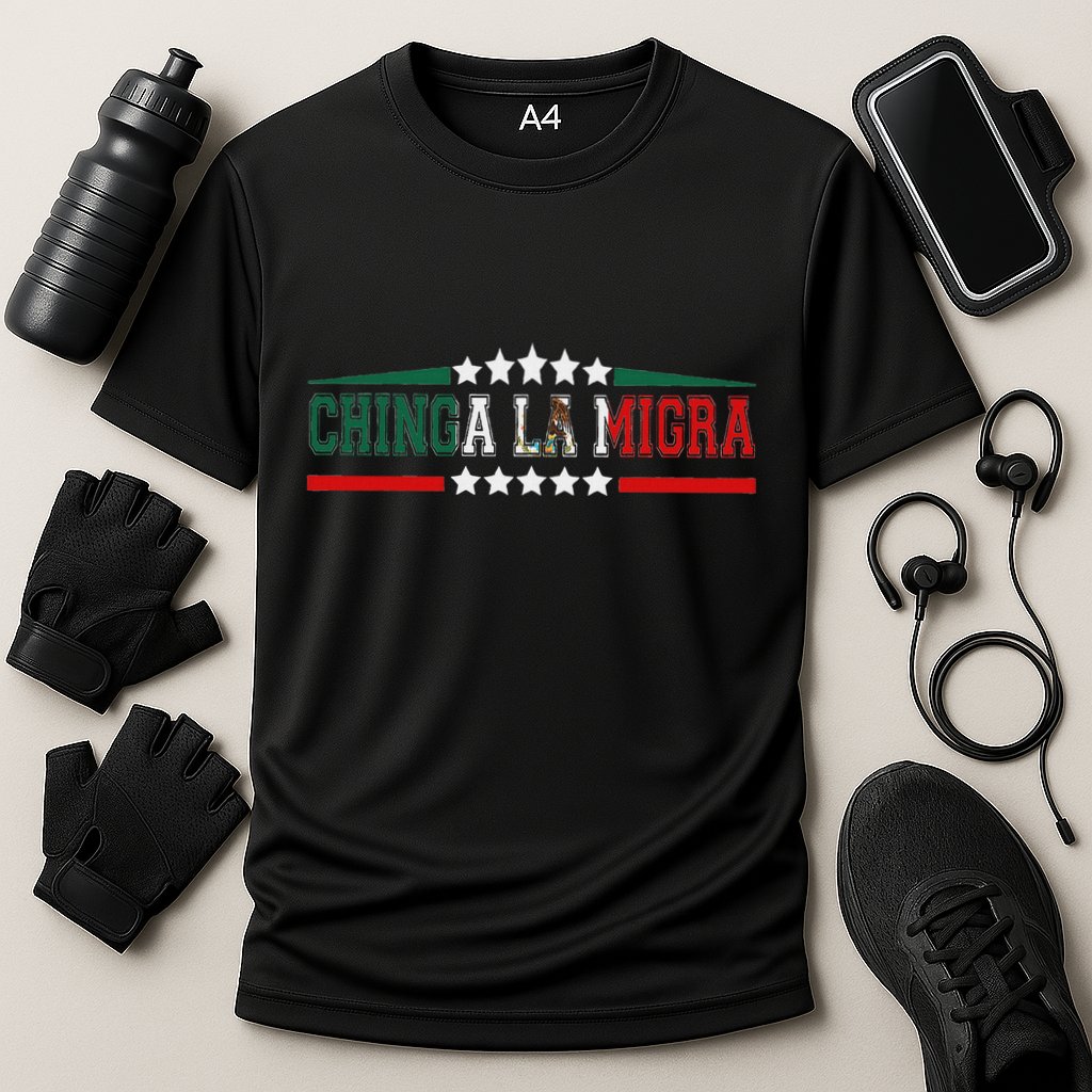 Chinga La Migra Mexico Flag Bandera Ice Immigration Policy Cooling Performance Crew T-Shirt