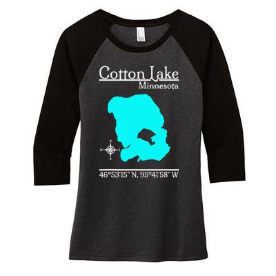 Cotton Lake Minnesota Women's Tri-Blend 3/4-Sleeve Raglan Shirt