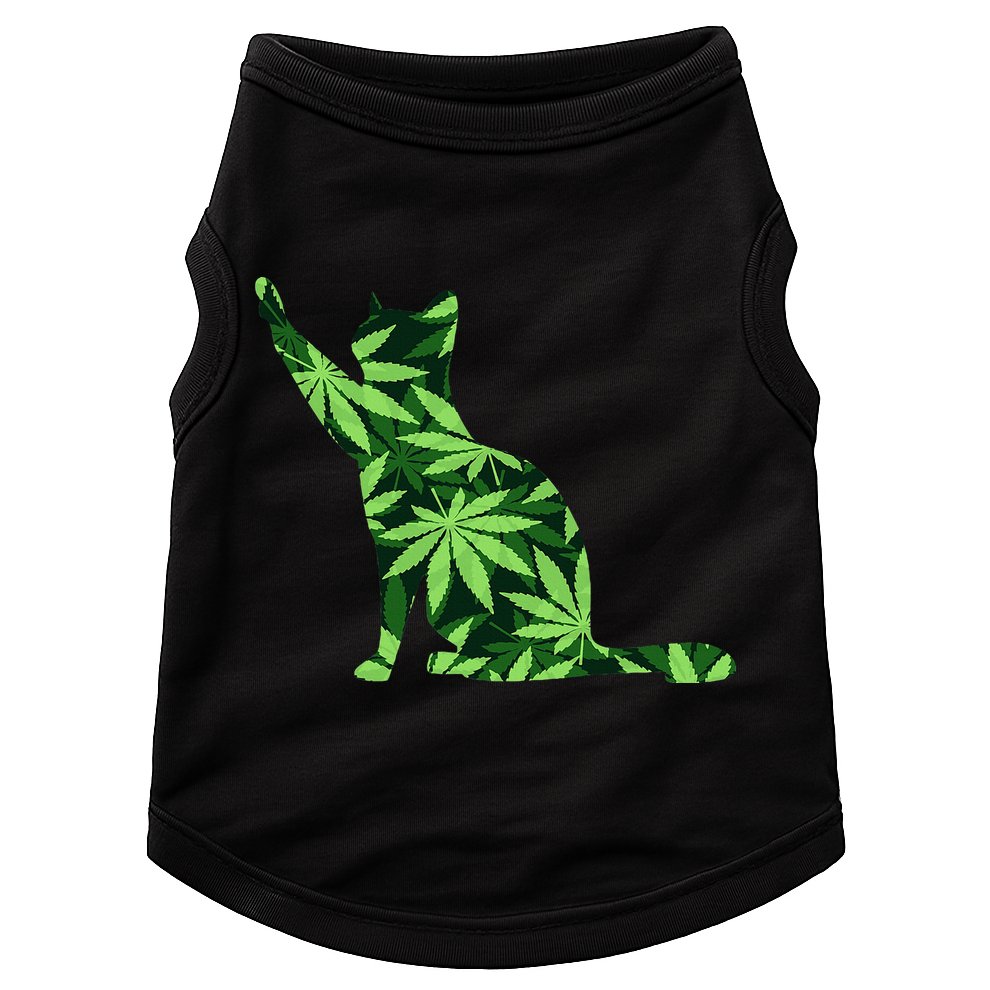Cat Lover Marijuana Weed Smoker Funny Leaf Cannabis Doggie Tank