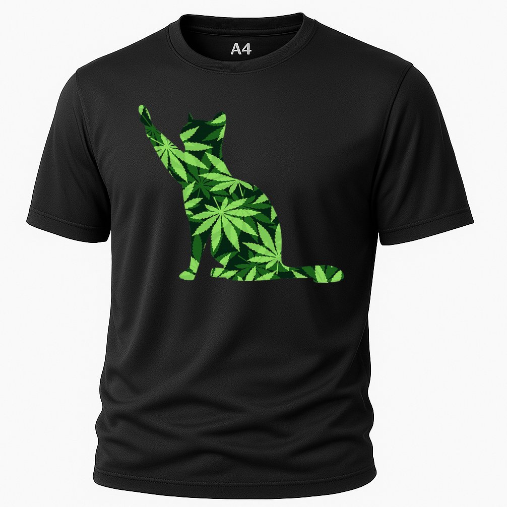 Cat Lover Marijuana Weed Smoker Funny Leaf Cannabis Performance Shirt