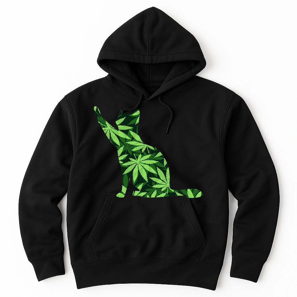 Cat Lover Marijuana Weed Smoker Funny Leaf Cannabis Hoodie