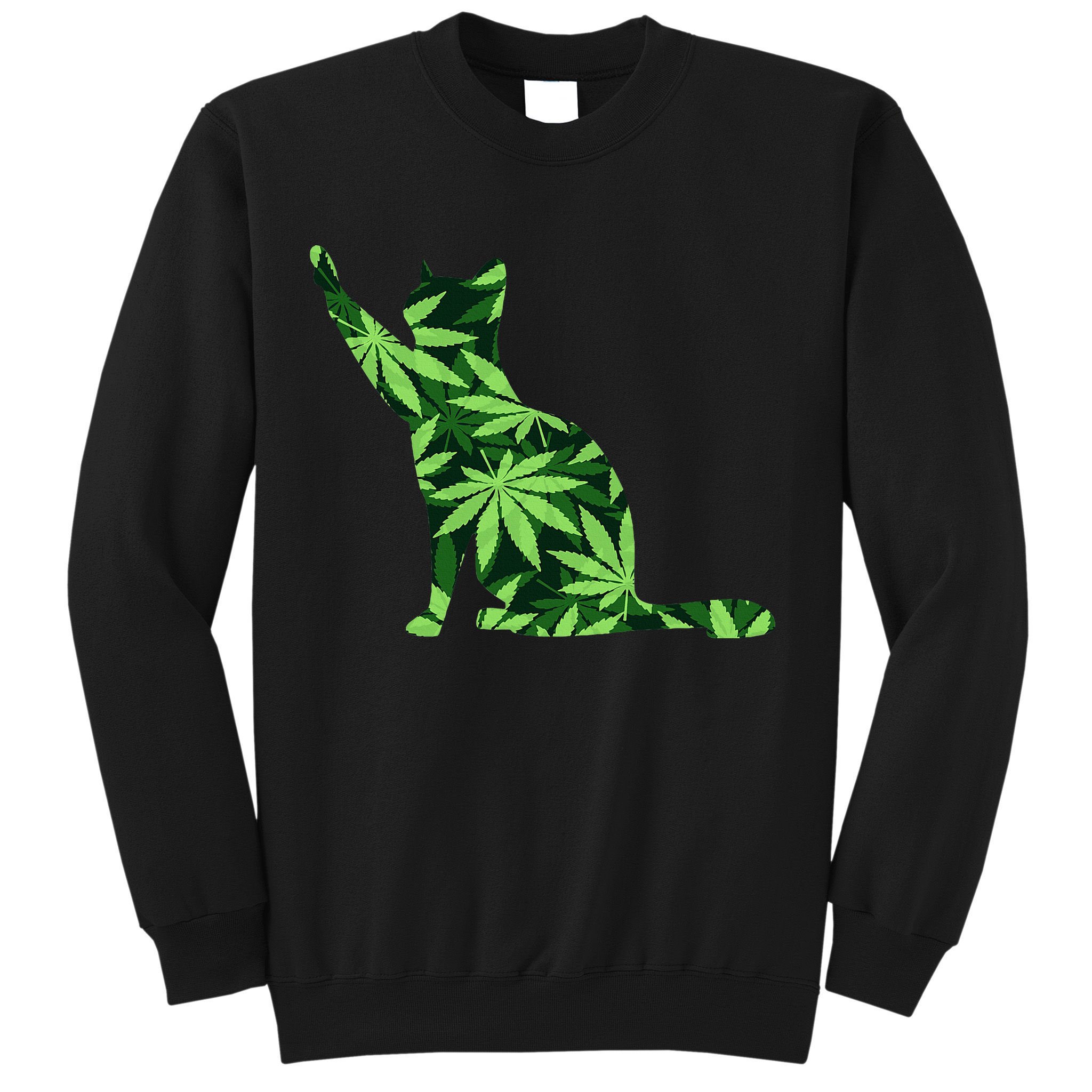 Cat Lover Marijuana Weed Smoker Funny Leaf Cannabis Sweatshirt