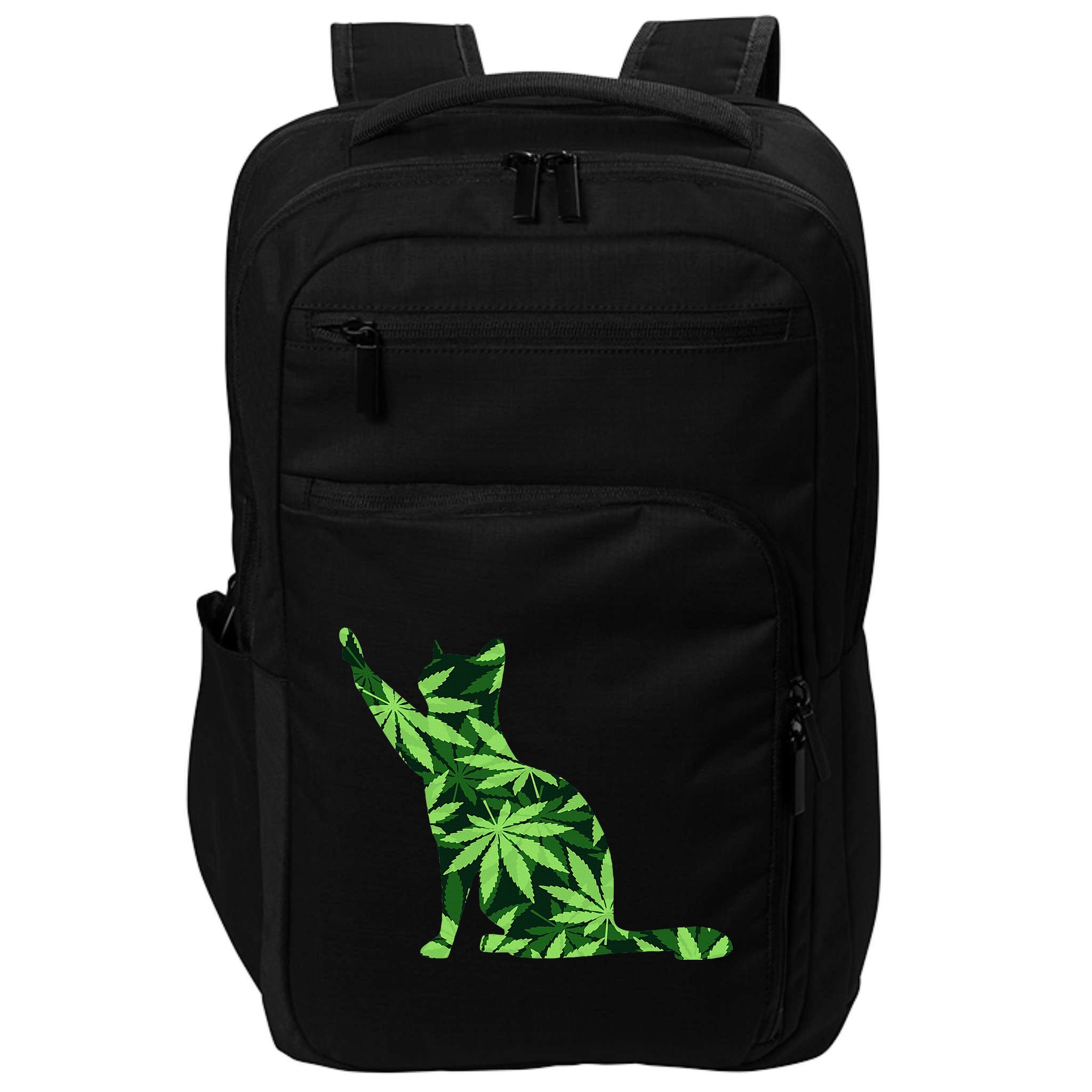 Cat Lover Marijuana Weed Smoker Funny Leaf Cannabis Impact Tech Backpack