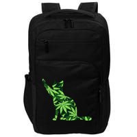 Cat Lover Marijuana Weed Smoker Funny Leaf Cannabis Impact Tech Backpack