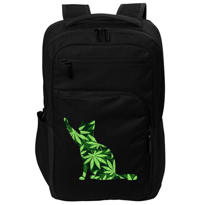 Cat Lover Marijuana Weed Smoker Funny Leaf Cannabis Impact Tech Backpack